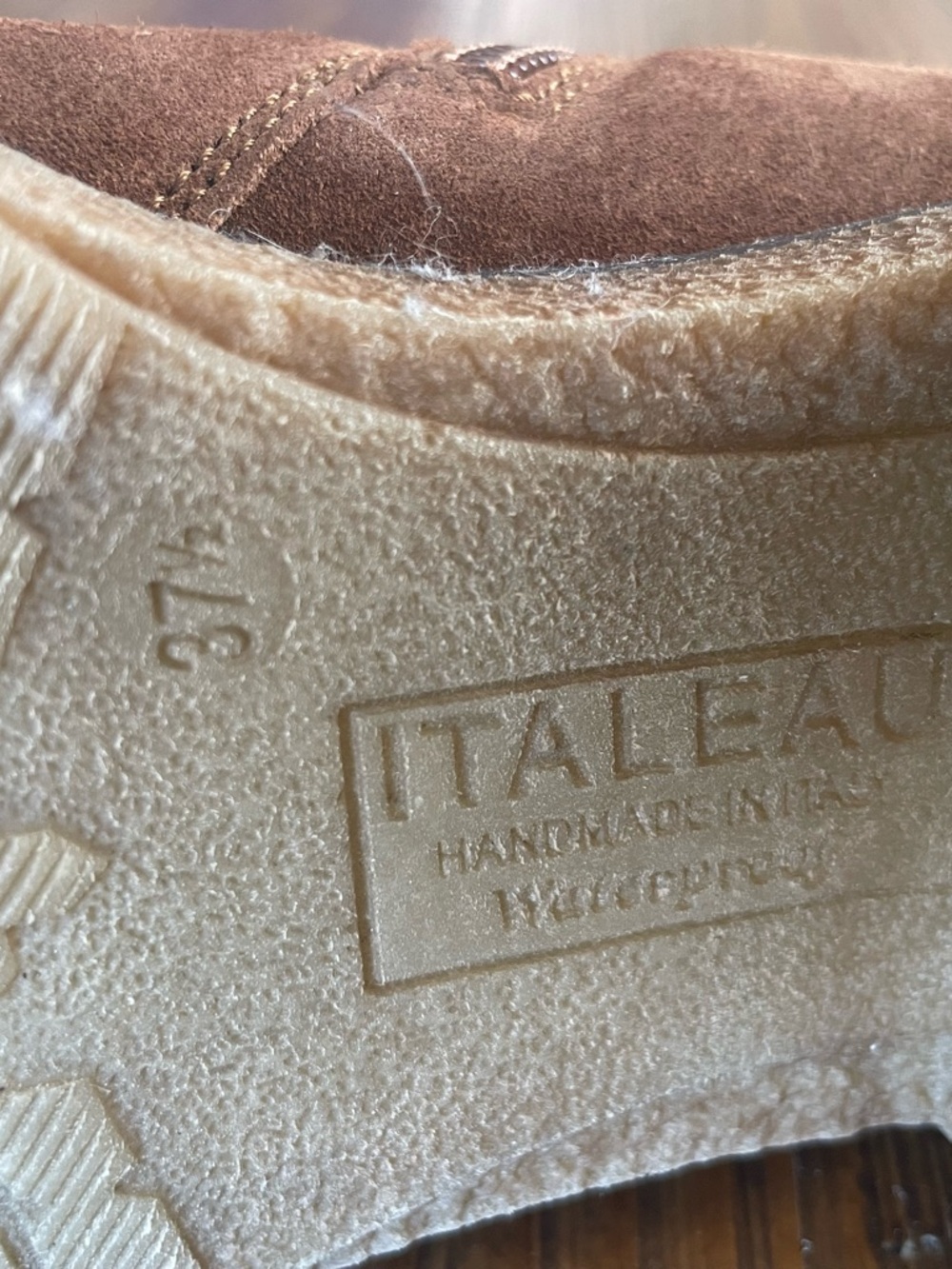 Italeau Chestnut Suede Side-Zip Ankle Booties hand made - Picture 5 of 8